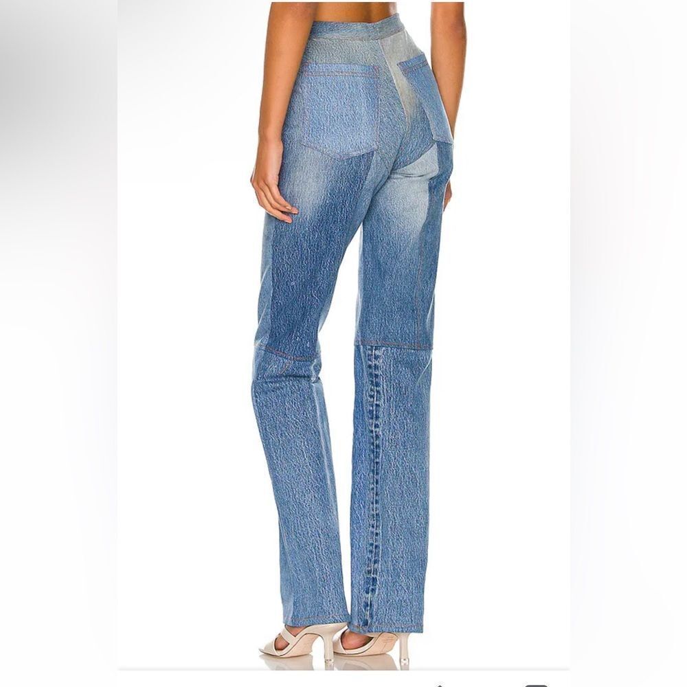 EB Denim Lace up jeans blue patchwork straight leg flares Revolve Sz 2 / S $385 - Picture 3 of 15